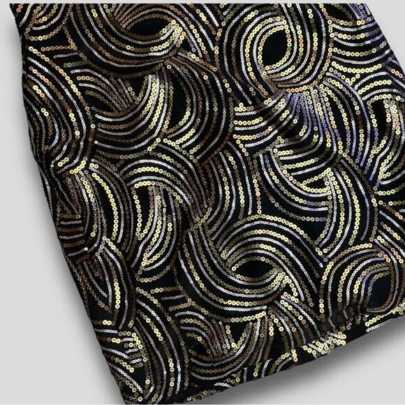 BISOU BISOU T-BACK Y2K SEQUIN COCKTAIL PARTY DRESS BRONZE  6 - Picture 5 of 8